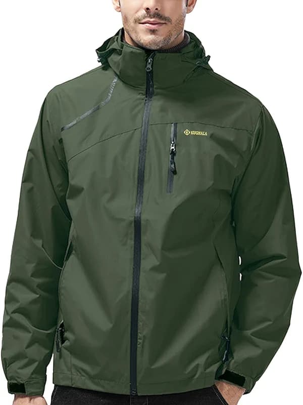 Kugnala Mens Lightweight Waterproof Jacket Windproof Rain Hooded jackets — image 2