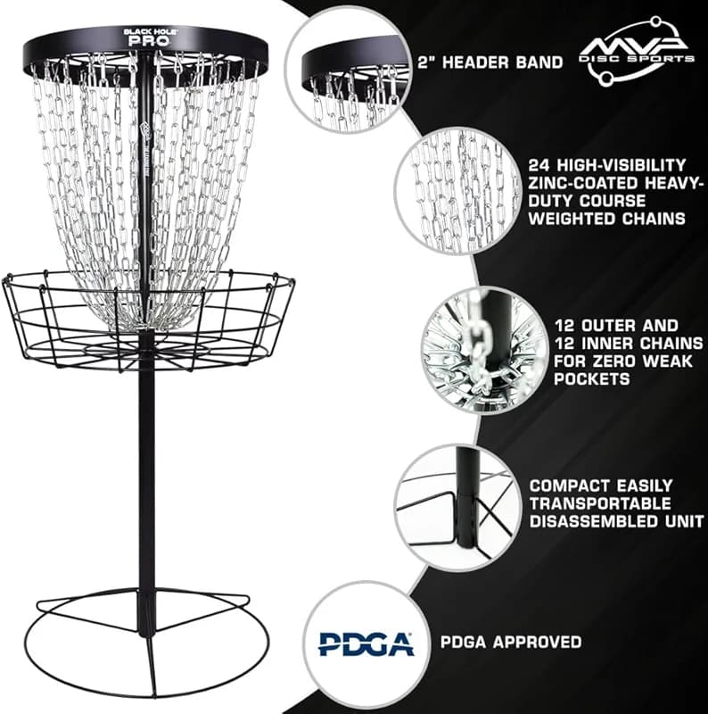MVP Disc Sports Black Hole Pro 24-Chain Portable Disc Golf Basket Target — image 2