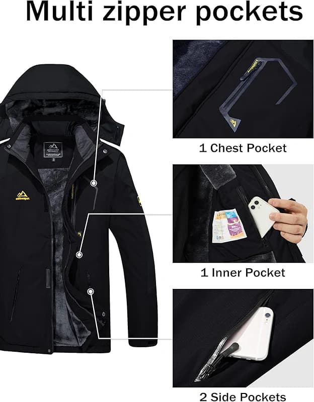 MAGCOMSEN Men's Winter Coats Water Resistant Ski Snow Jacket Warm Fleece — image 2