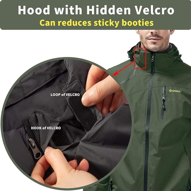 Kugnala Mens Lightweight Waterproof Jacket Windproof Rain Hooded jackets — image 3