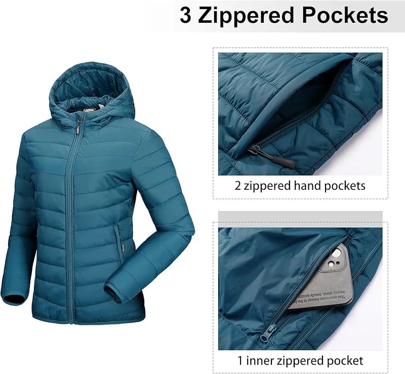 Outdoor Ventures Women's Packable Lightweight Full-Zip Puffer Jacket with — image 2