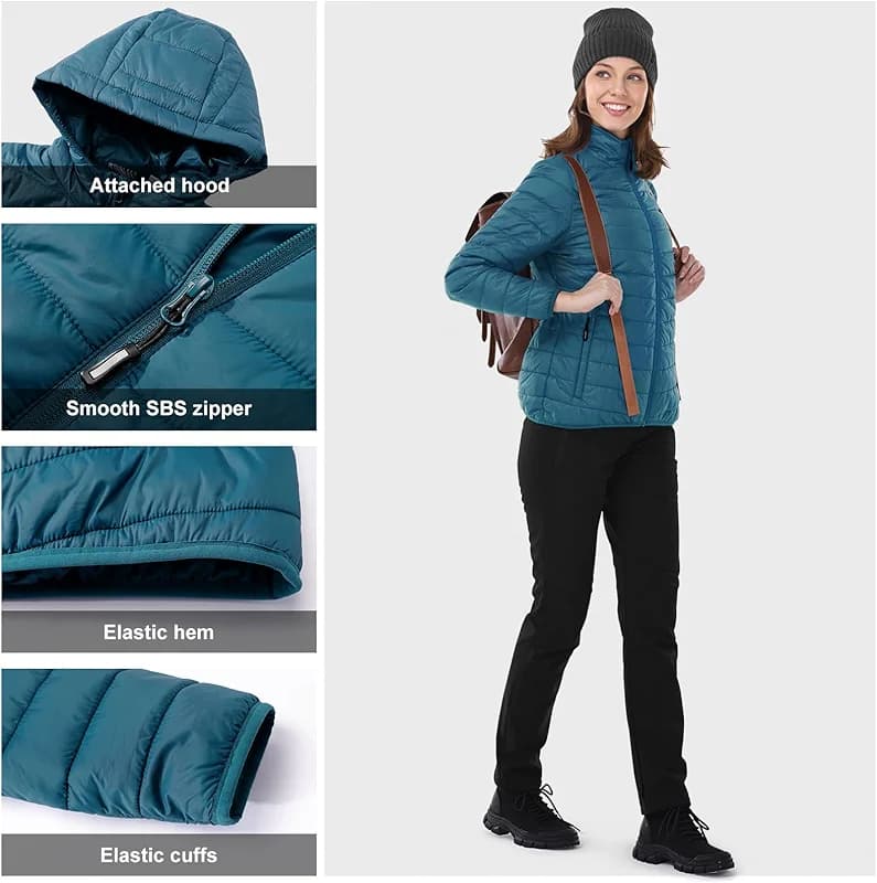 Outdoor Ventures Women's Packable Lightweight Full-Zip Puffer Jacket with — image 3