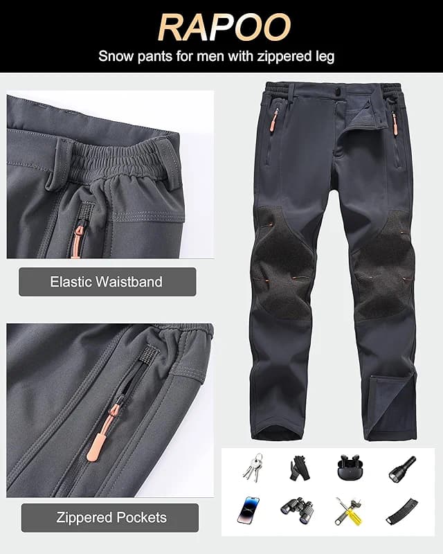 Rapoo Snow Ski Softshell Waterproof Snowboard Winter Hiking Cargo Pants — image 3