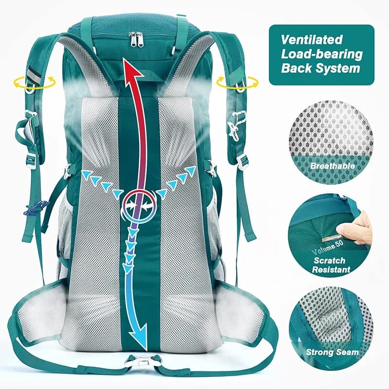 HOMIEE 50L Hiking Backpack Travel Bag Waterproof Camping Rucksack with — image 2
