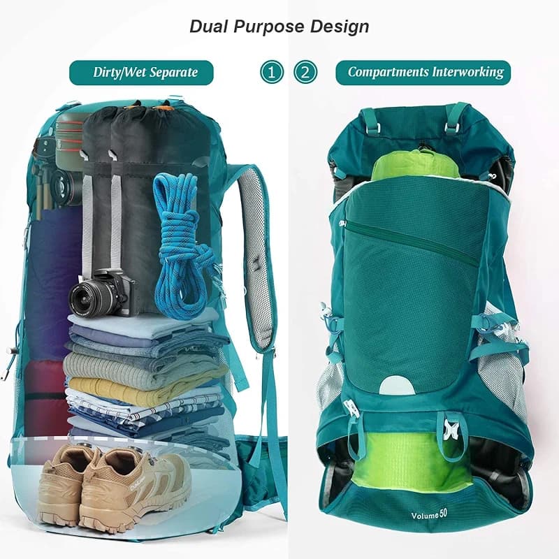 HOMIEE 50L Hiking Backpack Travel Bag Waterproof Camping Rucksack with — image 4