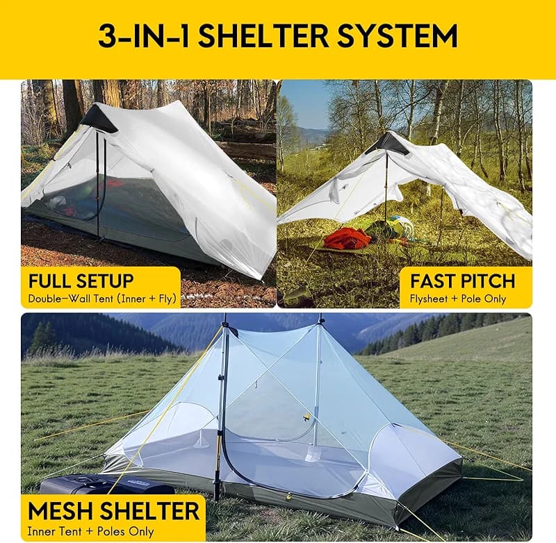 LANSHAN Ultralight Tent 3-Season Backpacking Tent for 1-Person or 2-Person — image 6