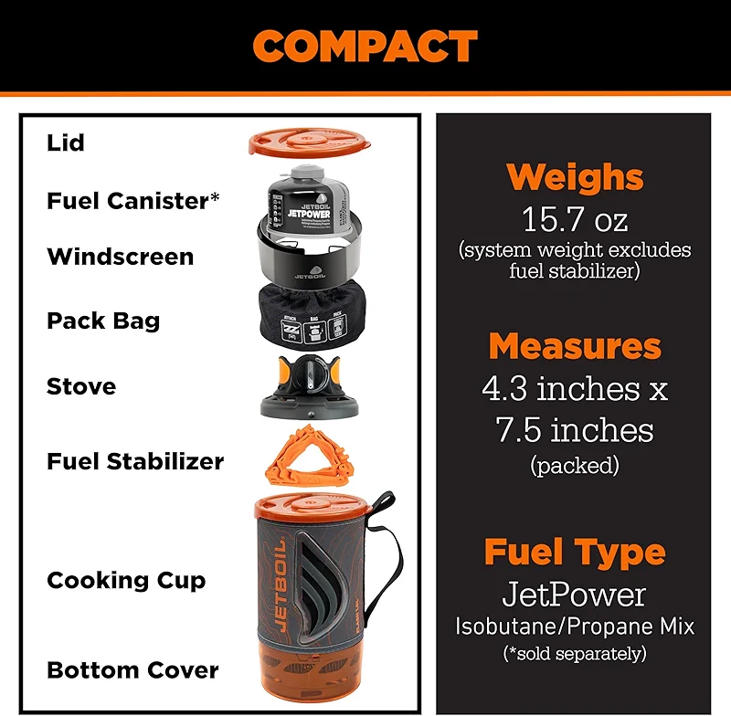 Jetboil Flash 1.0L Portable Fast Boil Stove with WindGuard for Camping and — image 6