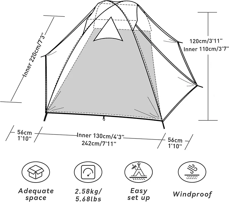Forceatt Camping Tent 2/3/4 Person