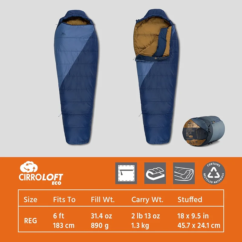 Kelty Cosmic Synthetic Fill 20 Degree Backpacking Sleeping Bag –