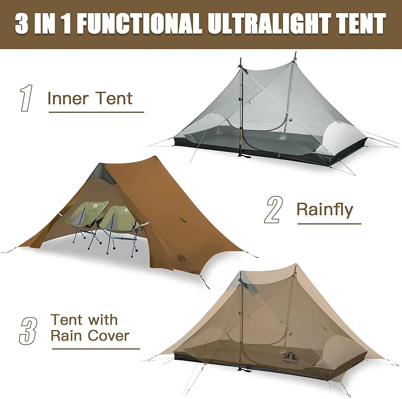 Night Cat Ultralight Tent 1 Person for Professional Backpacker Hiker 2 LBS