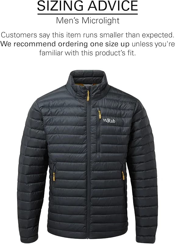 Rab Men's Microlight Jacket - 700-Fill Down Hooded Puffer Coat for Hiking