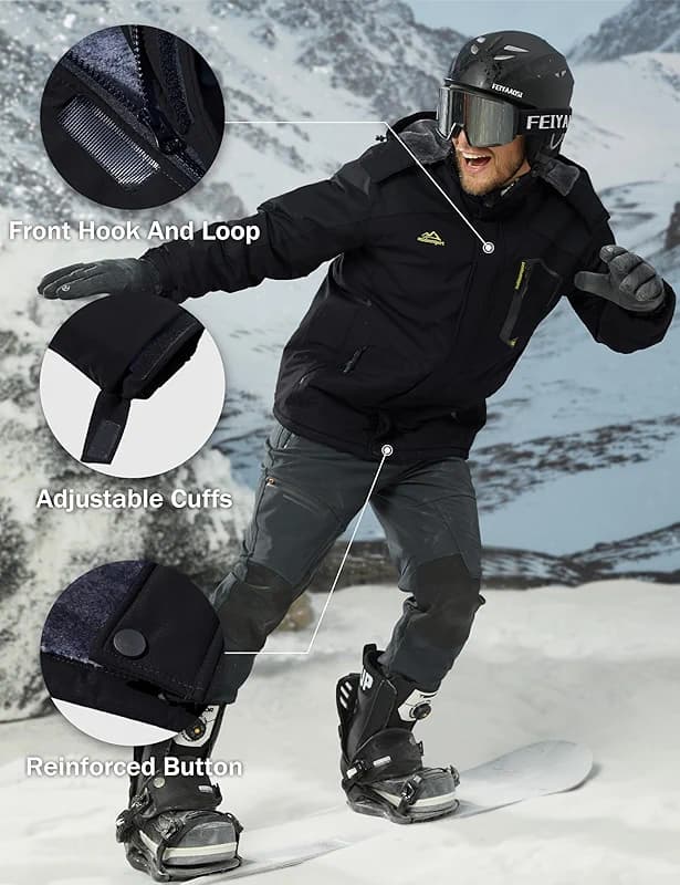 MAGCOMSEN Men's Winter Coats Water Resistant Ski Snow Jacket Warm Fleece