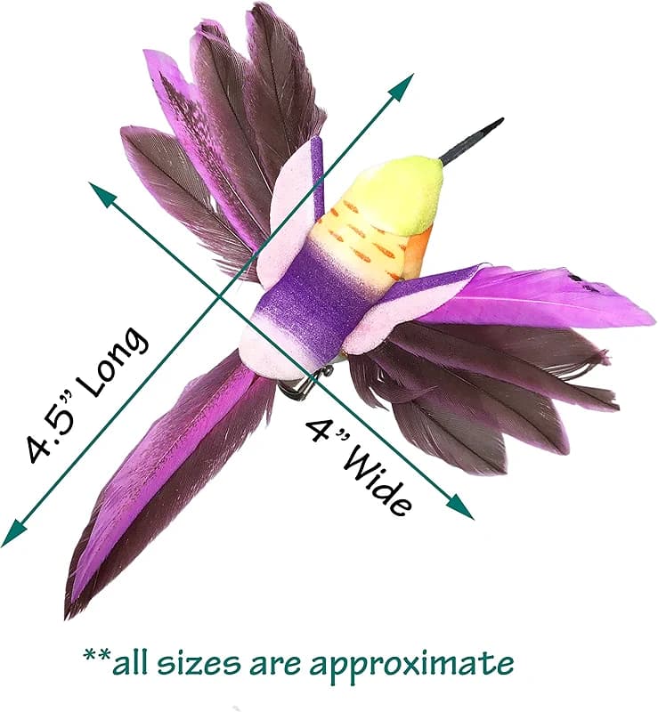 Hummingbird Clip On Decorations - Set of 12- Wings Spread - Assorted