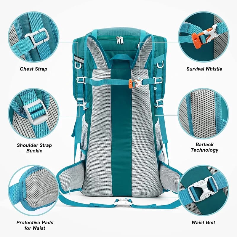 HOMIEE 50L Hiking Backpack Travel Bag Waterproof Camping Rucksack with